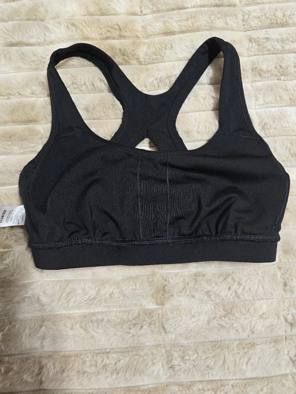 2 Reebok Women's Black Sports Bra 1 with Iridescent Logo 1 Plain